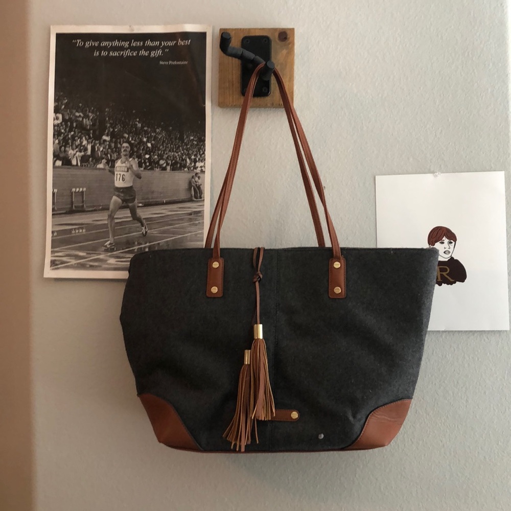 Gray and Brown Leather Purse